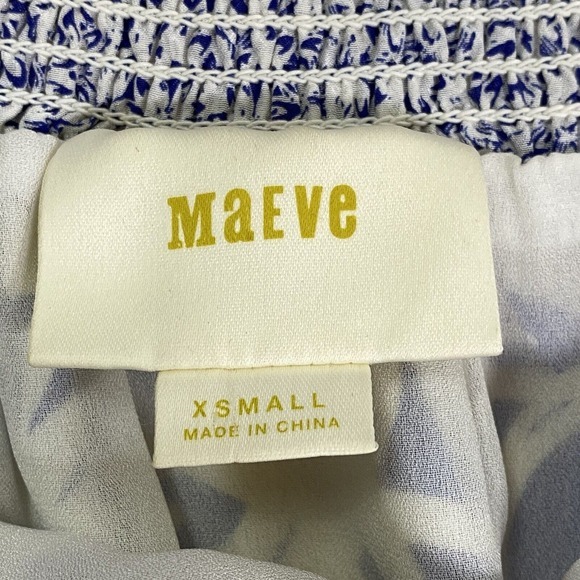 Maeve Anthropologie Blue & White Floral Skirt Size Extra Small 100% Silk - Picture 8 of 10